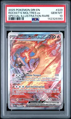 PSA 10 GEM MINT - Pokemon Destined Rivals Team Rocket's Moltres EX 229/182 SIR - Image 3