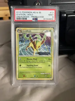 PSA 9 LEAFEON 17/90 Stamped Holo Rare HGSS Undaunted Set Pokemon Very Low Pop - Image 1
