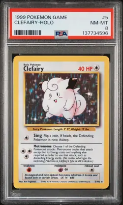 1999 POKEMON GAME #5 CLEFAIRY-HOLO PSA 8 - Image 1