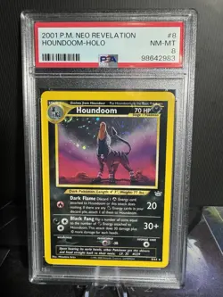 Pokemon TCG Houndoom Neo Revelation 8/64 Holo Unlimited Holo PSA 8 With Swirl - Image 1