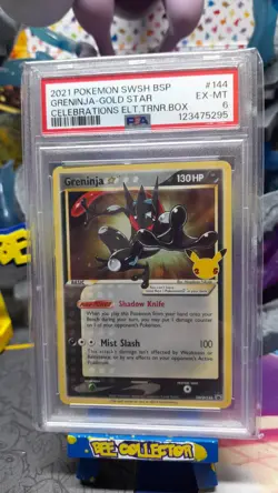 Pokemon tcg celebrations holo Greninja Gold Star promo SWSH144 PSA 6 MINT SWIRL - Image 1