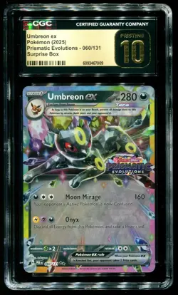 CGC Pristine 10 Umbreon ex Prismatic Evolutions Surprise Box 2025 Pokemon #060 - Image 1