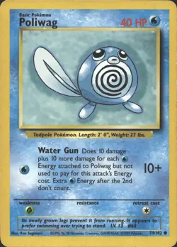 POLIWAG 59/102 COMMON BASE SET UNLIMITED POKEMON MP - Image 2