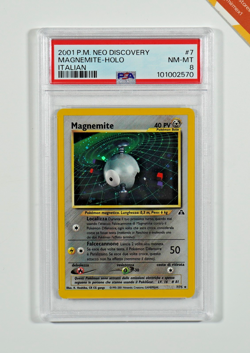 Pokemon PSA 8 Magnemite #7 Holo Neo Discovery 2001 Italiano - Image 1