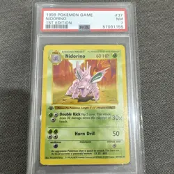 1999 Pokemon Game Base Set 1st Edition #37 NIDORINO PSA 7 Shadowless - Image 1