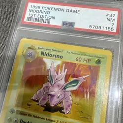 1999 Pokemon Game Base Set 1st Edition #37 NIDORINO PSA 7 Shadowless - Image 4