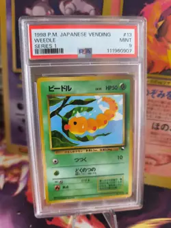 Pokemon Card Japanese Vending expansion sheet 1998 glossy PSA 9 Weedle Hornliu - Image 1
