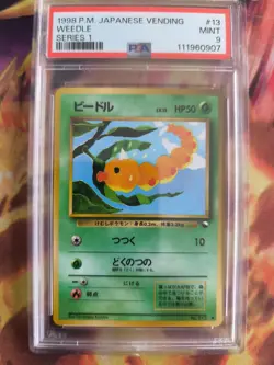 Pokemon Card Japanese Vending expansion sheet 1998 glossy PSA 9 Weedle Hornliu - Image 2