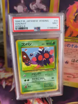 Pokemon Card Japanese Vending expansion sheet 1998 glossy PSA 9 Bluzuk Venonat - Image 1