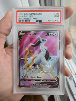 PSA 9 Pokemon TCG Arceus V Full Art Holo Card 165/172 Brilliant Stars PSA 9 - Image 1