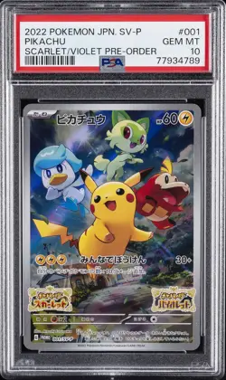 2022 POKEMON JPN SV PROMO SCARLET & VIOLET PRE-ORDER #001 PIKACHU PSA 10 - Image 1