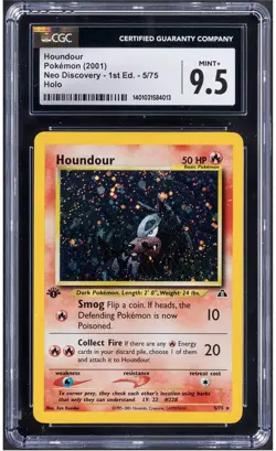 2001 Pokemon Houndour 5 1st Edition Neo Discovery CGC 9.5 - Image 1