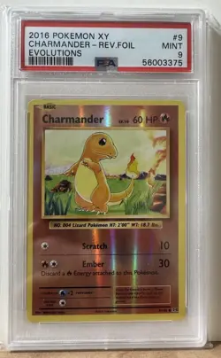 2016 Pokemon XY Charmander Evolutions Reverse Foil #9 PSA 9 - Image 1