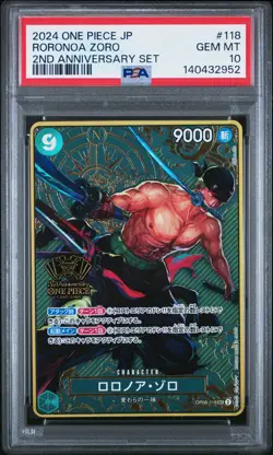2024 ONE PIECE JPN 2ND ANV SET #118 RORONOA ZORO PSA 10 - Image 1