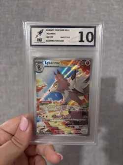 Pokemon TCG Journey Together Lycanroc Illustration Rare Card 166/159 RKT 10 - Image 1