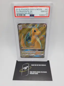 Dragonite GX 67/70 – PSA 10 – English – Dragon Majesty – Ultra Rare Pokemon Card - Image 1