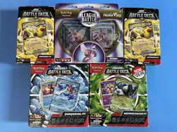 Lot Of 5 Unopened Boxes Of Pokemon Battle Deck EX, Deluxe & League Battle Cards - Image 1