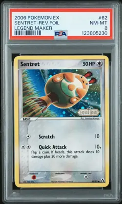 PSA 8 Pokemon TCG 2006 EX Legend Maker #62/92 Sentret Reverse Foil Holo - Image 1