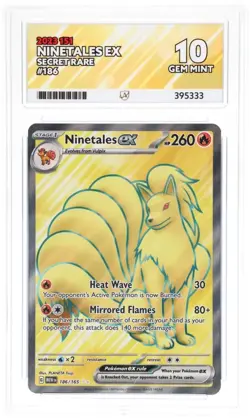 Pokemon Ninetales Ex 186/165 Secret Rare 151 ACE 10 GEM MINT - Image 1