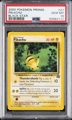 2000 POKEMON PROMO BLACK STAR #27 PIKACHU PSA 10 - Image 1