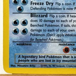 Articuno - 17/62 - Fossil Set - Unlimited - Rare - Pokemon - WOTC - Played - Image 5