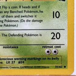 Arbok - 31/62 - Fossil Set - Unlimited - Uncommon - Pokemon - WOTC - Played - Image 4