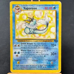 Vaporeon - 28/64 Jungle Set - Unlimited - Rare - Pokemon - WOTC - Damaged - Image 1