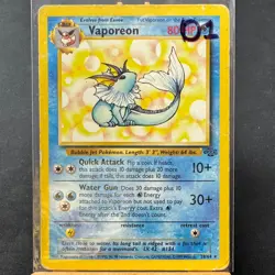 Vaporeon - 28/64 Jungle Set - Unlimited - Rare - Pokemon - WOTC - Damaged - Image 3