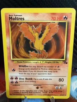 Moltres 27/62 Fossil WOTC Pokemon Card MP Vintage 1999 - Image 1