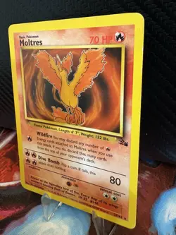 Moltres 27/62 Fossil WOTC Pokemon Card MP Vintage 1999 - Image 2