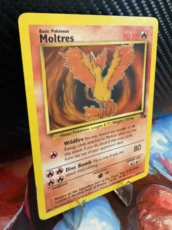 Moltres 27/62 Fossil WOTC Pokemon Card MP Vintage 1999 - Image 3