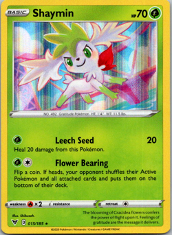 Shaymin Holo Rare NM 015/185 Vivid Voltage Pokemon Card TCG - Image 1