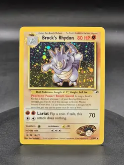 Pokemon TCG Brock's Rhydon 2/132 Gym Heroes Holo Unlimited Rare Card - Image 1