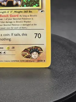 Pokemon TCG Brock's Rhydon 2/132 Gym Heroes Holo Unlimited Rare Card - Image 5