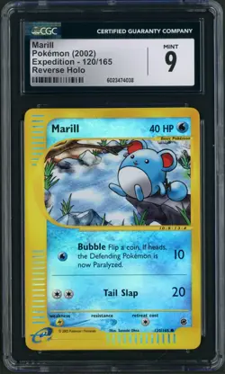 2002 Pokemon Expedition Marill Reverse Holo 120/165 CGC Mint 9 - Image 1