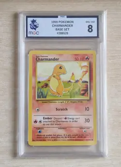 Charmander 46/102 Base Set 1999 Pokemon Card - Graded MGC 8 - Image 1