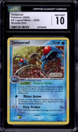 2006 Pokemon EX Legend Maker Tentacruel-Reverse Foil #45 CGC 10 GEM MINT - Image 1