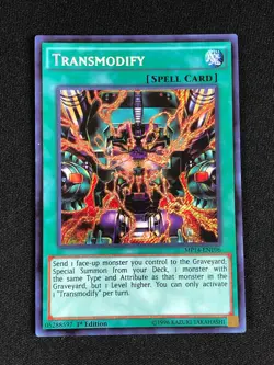 YUGIOH TRANSMODIFY MP14-EN106 1ST SECRET HP/ CREASES - Image 1