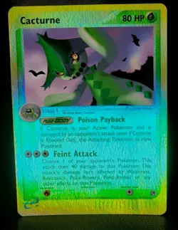 2003 Pokemon CACTURNE Ex Sandstorm REVERSE HOLO Foil RARE e-Reader Card 2/100 NM - Image 1