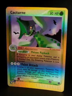 2003 Pokemon CACTURNE Ex Sandstorm REVERSE HOLO Foil RARE e-Reader Card 2/100 NM - Image 3