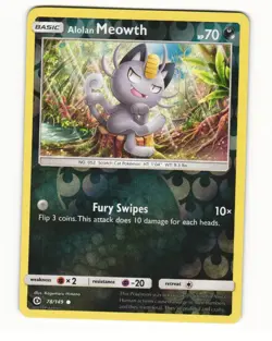 Alolan Meowth 78/149 Common Reverse Holo 2017 Sun & Moon Pokemon LP - Image 1
