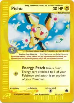 Pokemon Damaged Pichu - 22/165 - Holo Rare - Reverse Holo English - Image 1