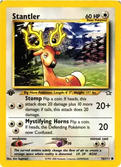 Pokemon TCG Stantler 76/111 Neo Genesis 1st Edition LP/MP - Image 1