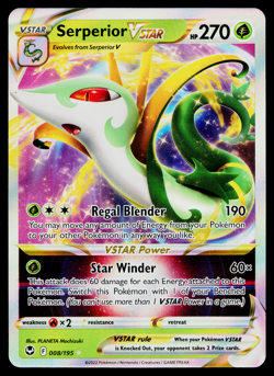 Serperior VSTAR 008/195 Holo Rare VSTAR Silver Tempest Pokemon Near Mint - Image 1