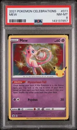 Mew - 2021 Pokemon Sword & Shield Celebrations #011/025 Holo PSA 8 - Image 1