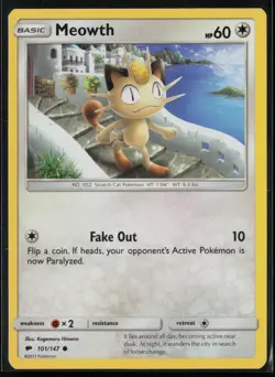 Meowth 101/147 Pokemon Burning Shadows Common Near Mint - Image 1