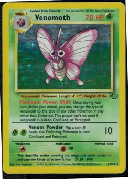Venomoth 13/64 Jungle Holo MHP Pokemon Card HQ Scan - Image 1