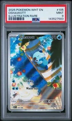 Pokemon TCG Oshawott Illustration Rare White Flare 105/086 PSA 9 Mint - Image 1