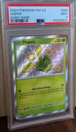 Pokemon Paldean Fates Shiny Hoppip 096/091 Shiny Rare PSA 9 - Image 1