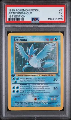 1999 POKEMON FOSSIL 1ST ED #2 ARTICUNO-HOLO PSA 5 - Image 1